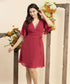 Maroon Vneck Solid Gatsby Dress